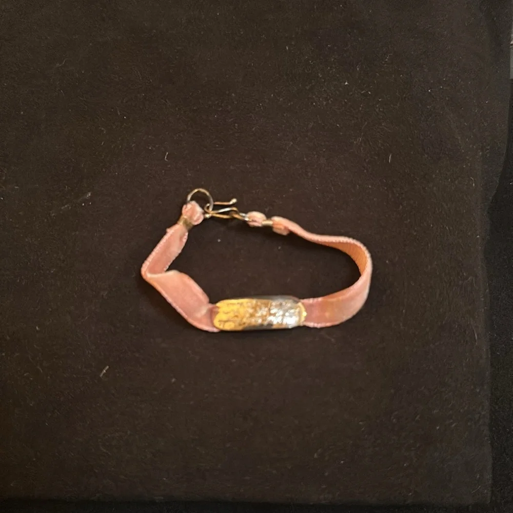 Girls velvet and silver bracelet engraved with Peter Pan quote